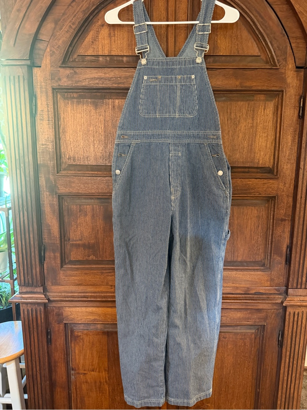 Gap Womenβs Railroad Stripe Denim Overalls Xs Oversized